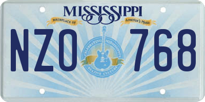 MS license plate NZO768