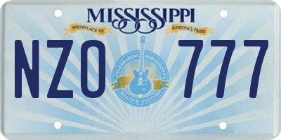 MS license plate NZO777