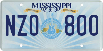MS license plate NZO800