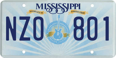 MS license plate NZO801