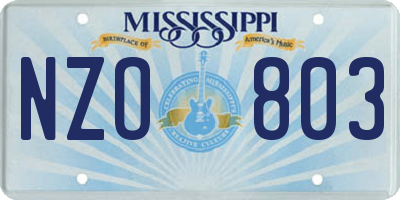 MS license plate NZO803
