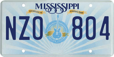 MS license plate NZO804