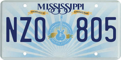 MS license plate NZO805