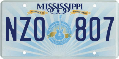 MS license plate NZO807