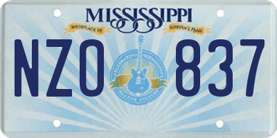 MS license plate NZO837