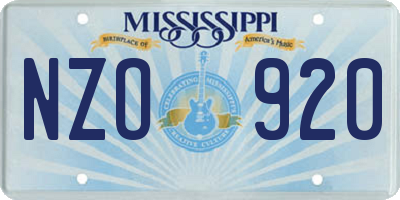 MS license plate NZO920