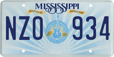 MS license plate NZO934