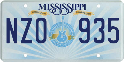 MS license plate NZO935