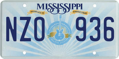 MS license plate NZO936