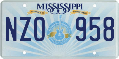 MS license plate NZO958