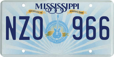 MS license plate NZO966
