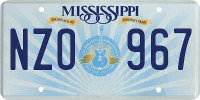 MS license plate NZO967