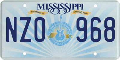 MS license plate NZO968