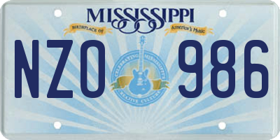MS license plate NZO986