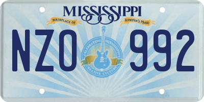 MS license plate NZO992