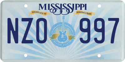 MS license plate NZO997