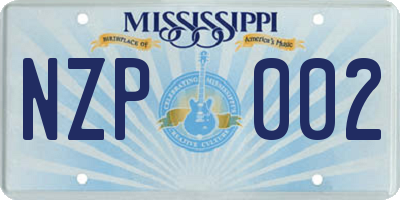 MS license plate NZP002