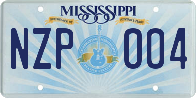 MS license plate NZP004