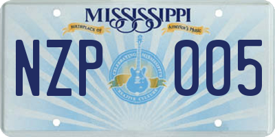 MS license plate NZP005