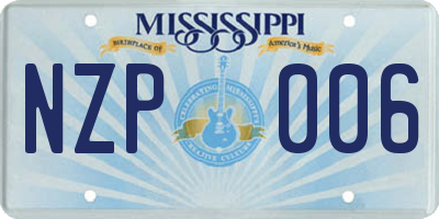 MS license plate NZP006