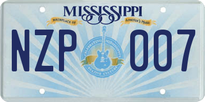 MS license plate NZP007