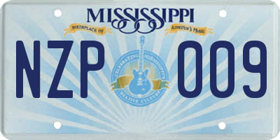 MS license plate NZP009