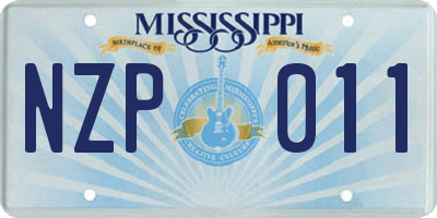 MS license plate NZP011