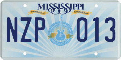 MS license plate NZP013