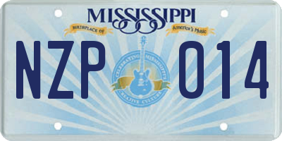 MS license plate NZP014