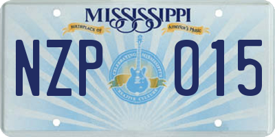 MS license plate NZP015