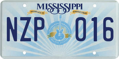 MS license plate NZP016