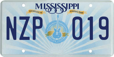 MS license plate NZP019