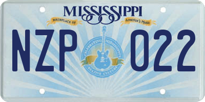 MS license plate NZP022