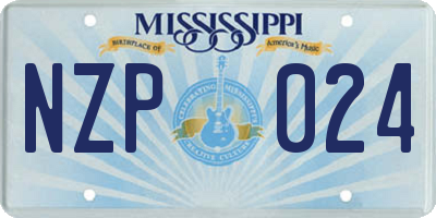 MS license plate NZP024