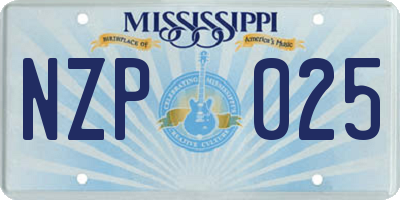 MS license plate NZP025