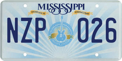 MS license plate NZP026