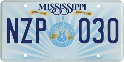 MS license plate NZP030