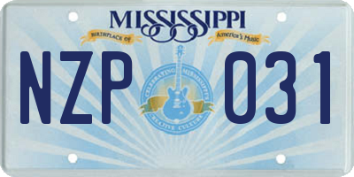 MS license plate NZP031