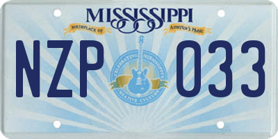 MS license plate NZP033