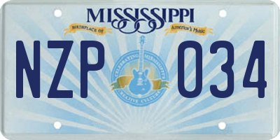 MS license plate NZP034