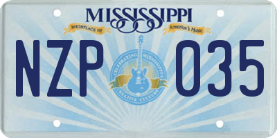MS license plate NZP035