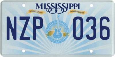 MS license plate NZP036