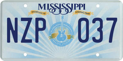 MS license plate NZP037