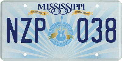 MS license plate NZP038