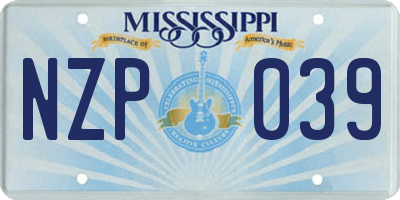 MS license plate NZP039