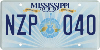 MS license plate NZP040