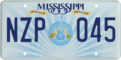 MS license plate NZP045