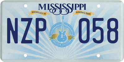 MS license plate NZP058