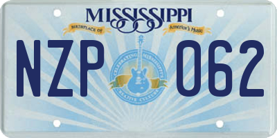MS license plate NZP062