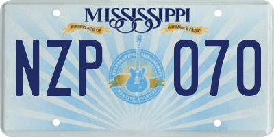 MS license plate NZP070